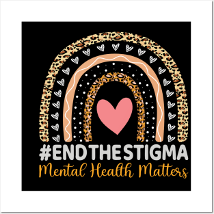 Mental Health Matters Vintage Rainbow Leopard Mental Support Posters and Art